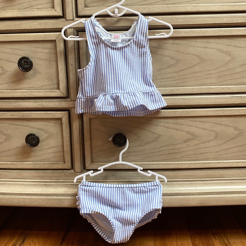 Ruffle butts 2 piece swimsuit with Millymook flamingo hat